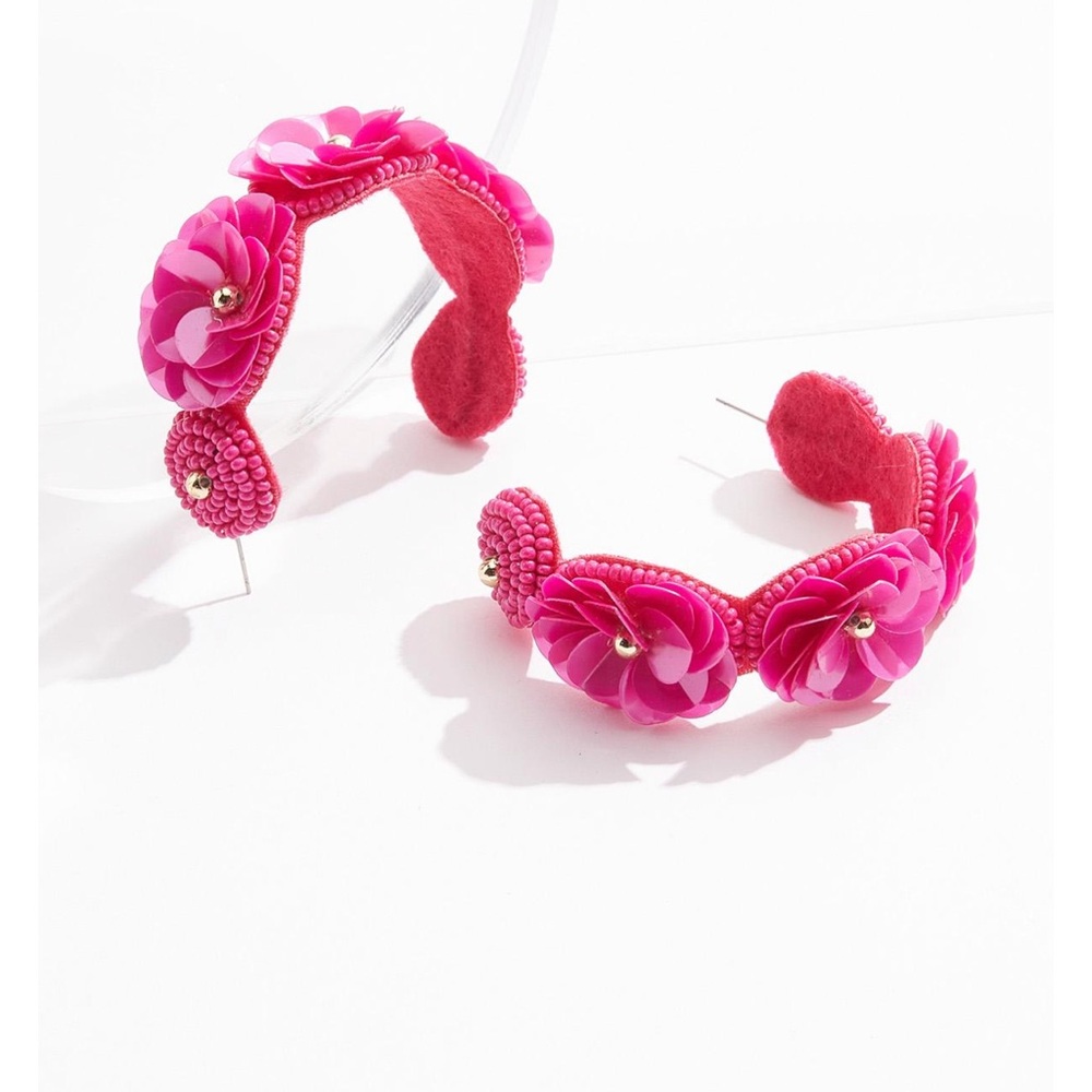 Pink Satin Hair Accessories Set